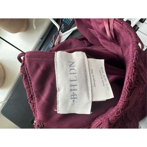 NWT Anthropologie BHLDN Emma Sweetheart Lace Gown in Dark Berry, Size 12 - Picture 6 of 16